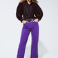 Straight Leg Jeans with Cropped Hem in purple