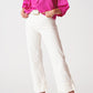 Straight Leg Jeans with Cropped Hem in White - Szua Store