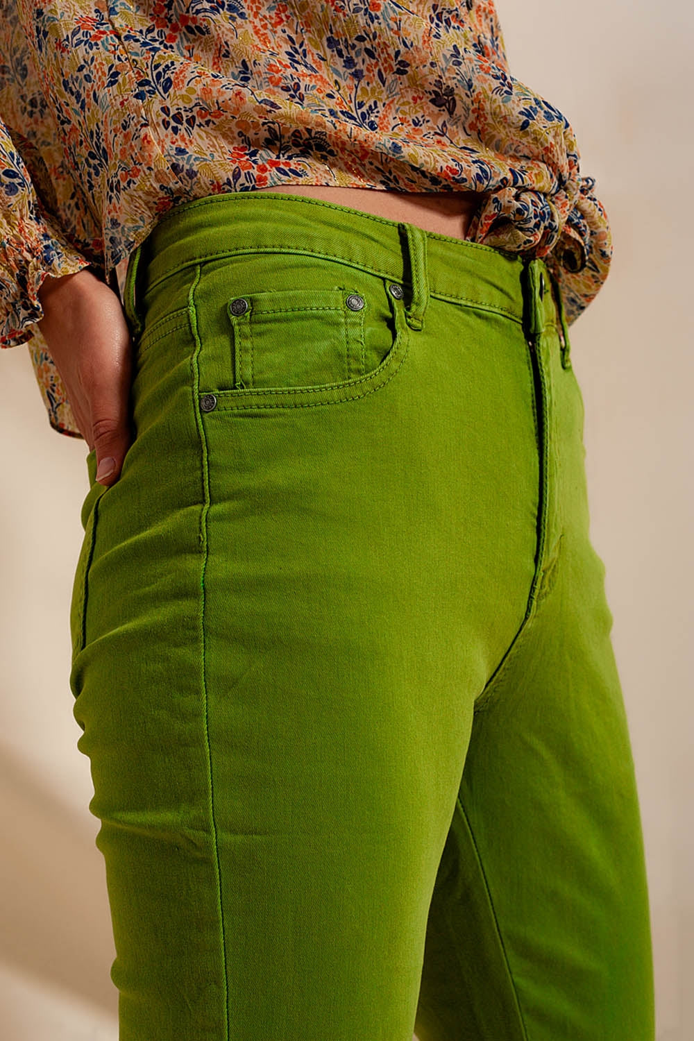 Straight leg jeans with deep turn up in green Szua Store