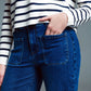 Straight Leg Jeans With Front Marine Style Pockets in Mid Wash