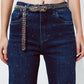 Jeans Pierna Recta con detalle de strass en Azul