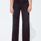 Straight leg Jeans with Waist Stitching Detail in Black