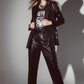 Straight Leg Sequin Pants in Black