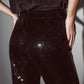 Straight Leg Sequin Pants in Black