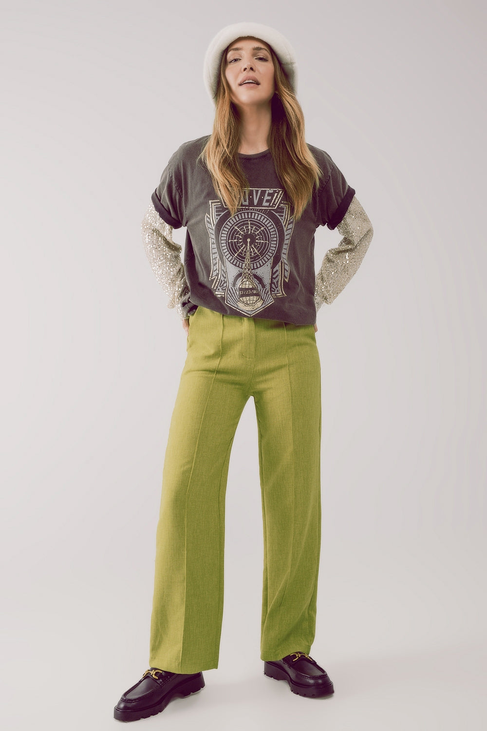 Straight leg tailored pants in green Szua Store