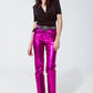 Straight Metallic Pants in Fuchsia