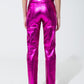 Straight Metallic Pants in Fuchsia