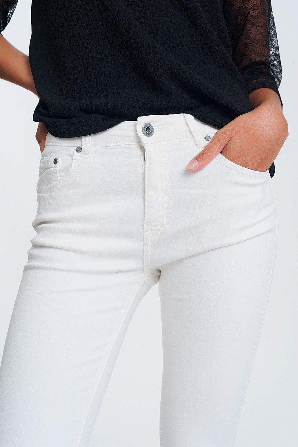 straight Pants in creme with wide ankles Szua Store