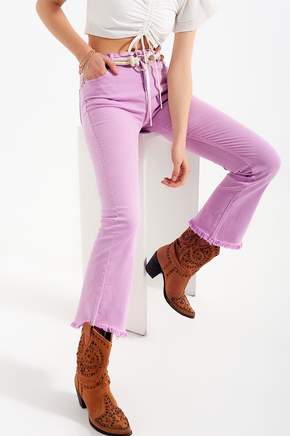 Straight Pants in pink with wide ankles Szua Store