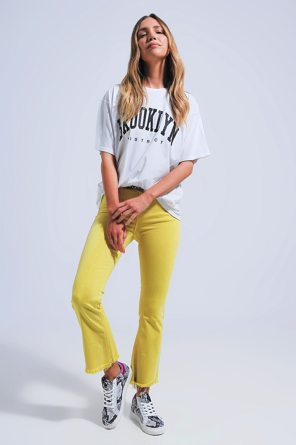 Straight Pants in yellow with wide ankles Szua Store