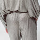 Straight Relaxed Fit Metallic Finish Pants With Ajustable Drawstring