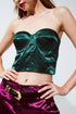 Q2 Strapless Corset Style Top In Emerald Green