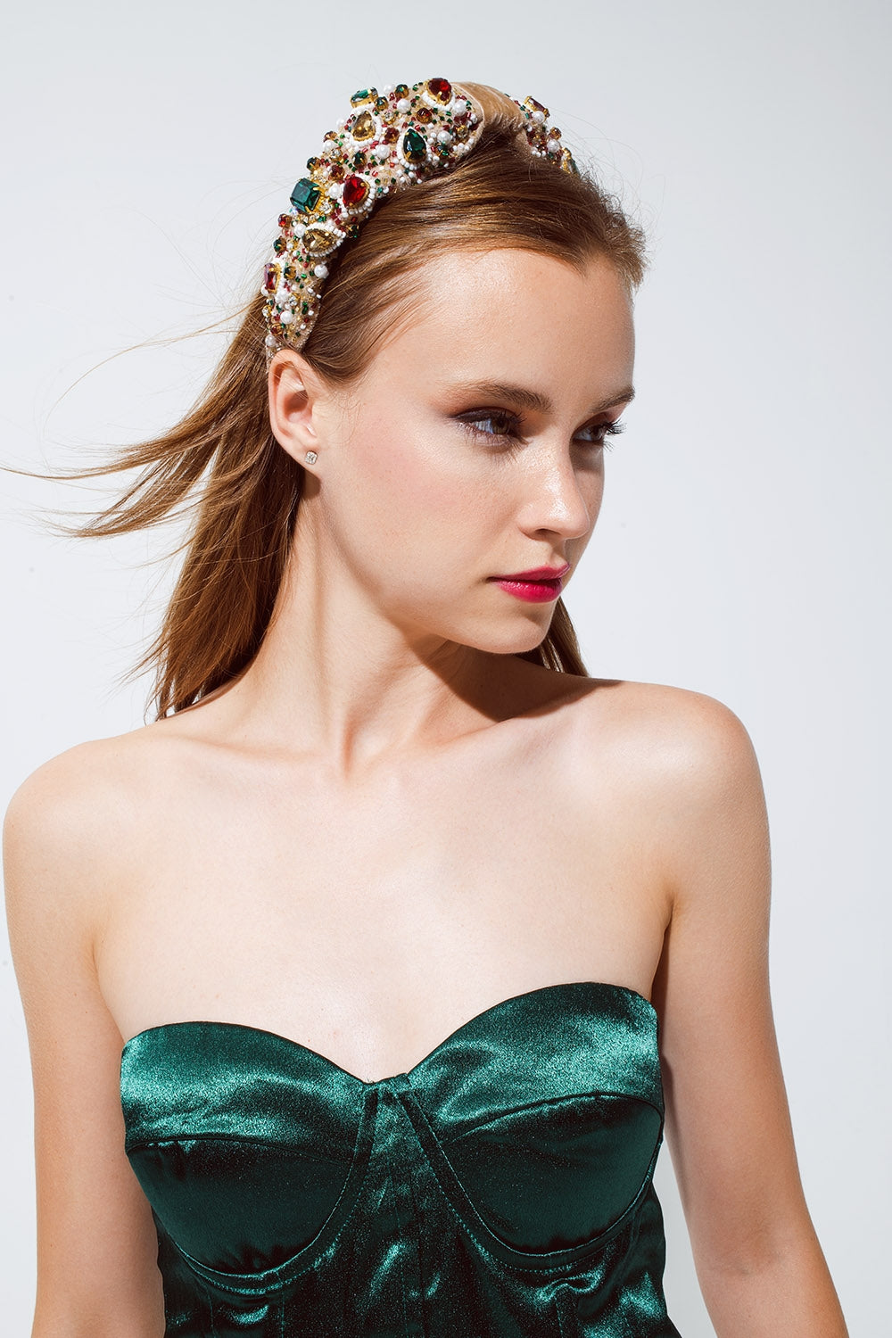 Strapless Corset Style Top In Emerald Green