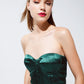 Strapless Corset Style Top In Emerald Green