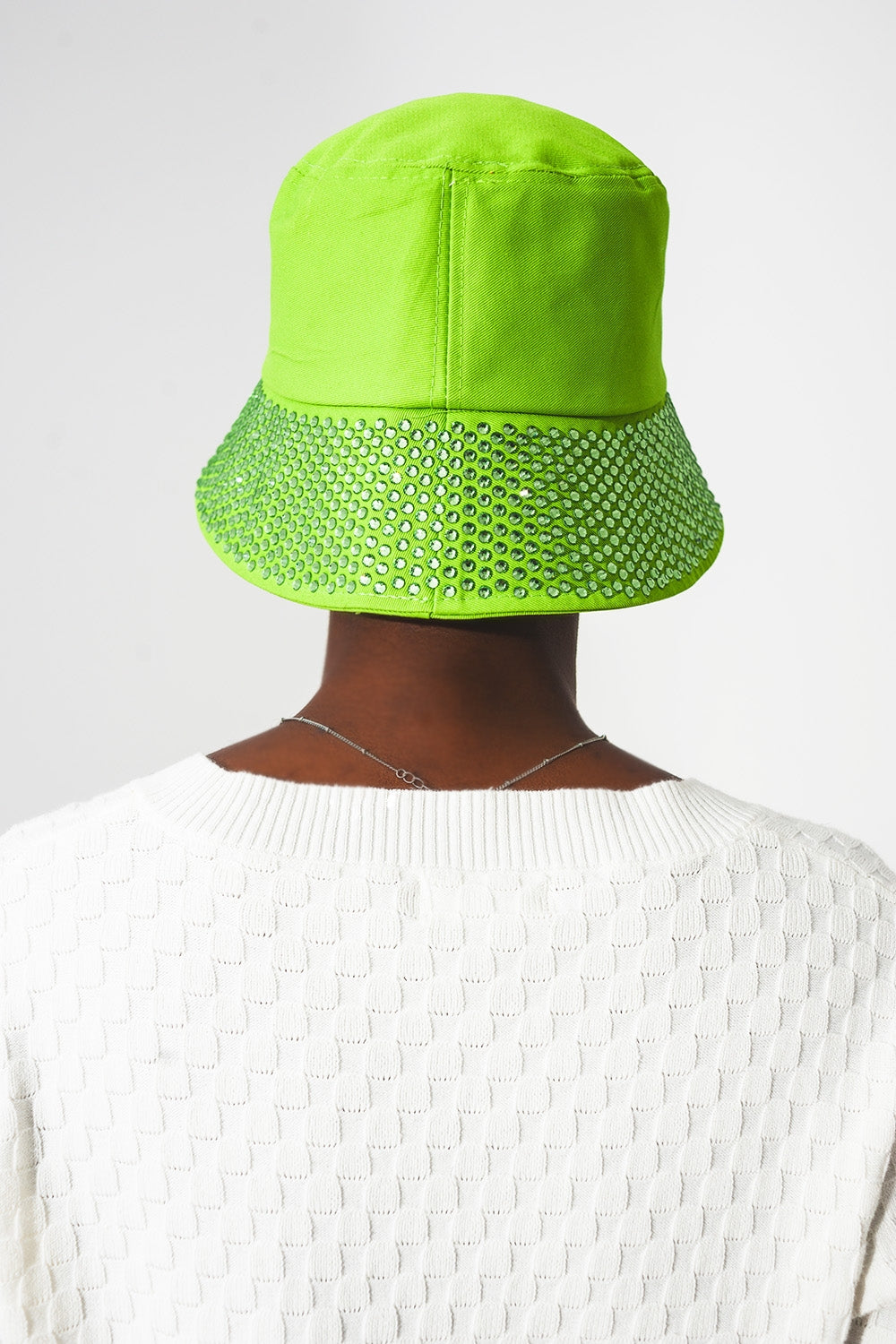 Strass Detail Bucket Hat in Green - Szua Store