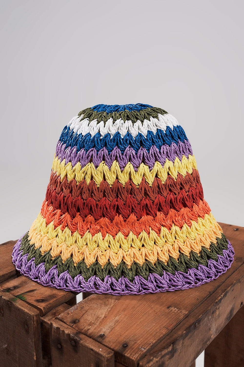 Straw bucket hat in rainbow Szua Store