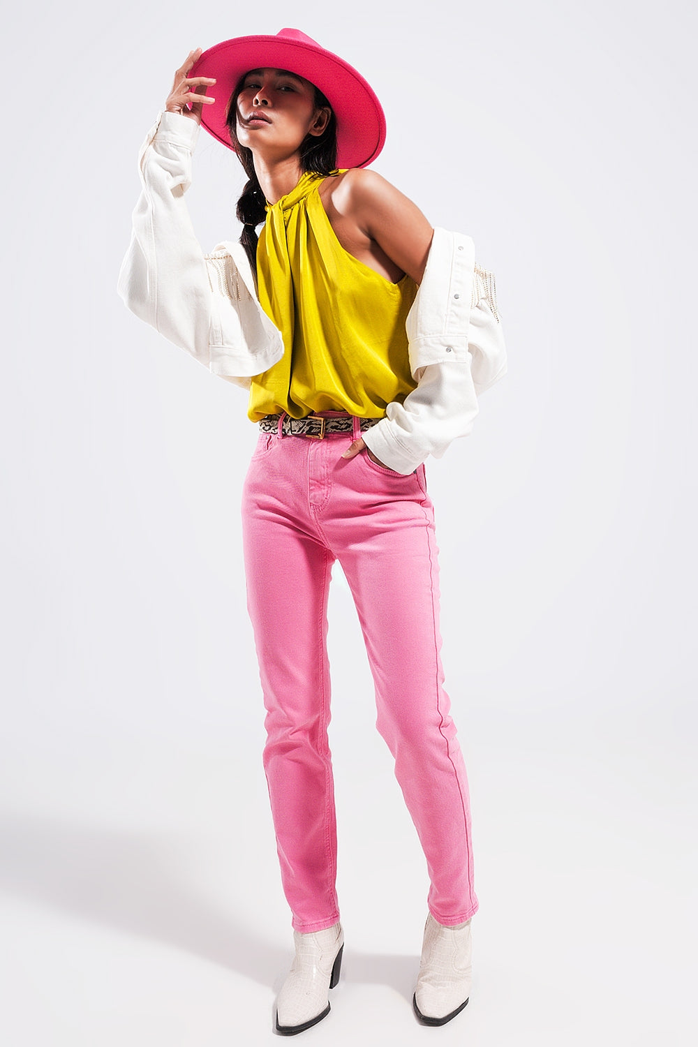 Strech Cotton skinny jeans in pink Szua Store