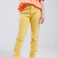 Q2 Stretch Cotton skinny jeans in yellow
