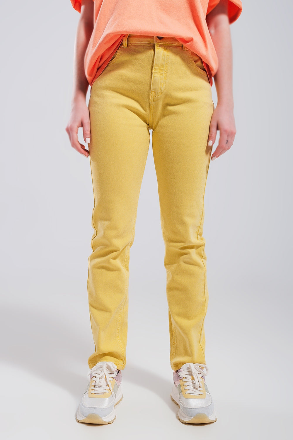 Stretch Cotton skinny jeans in yellow - Szua Store