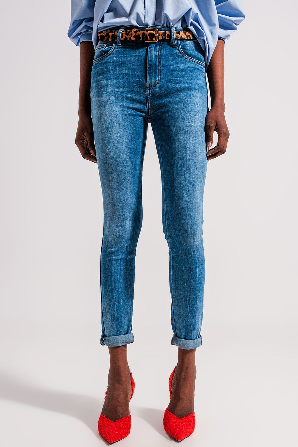 Stretch skinny jeans in mid wash