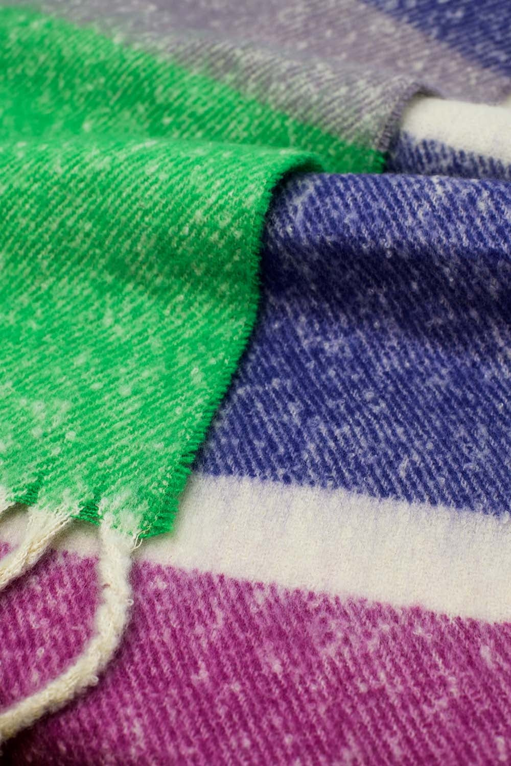 Stripe Chunky Scarf in Blue Green and purple