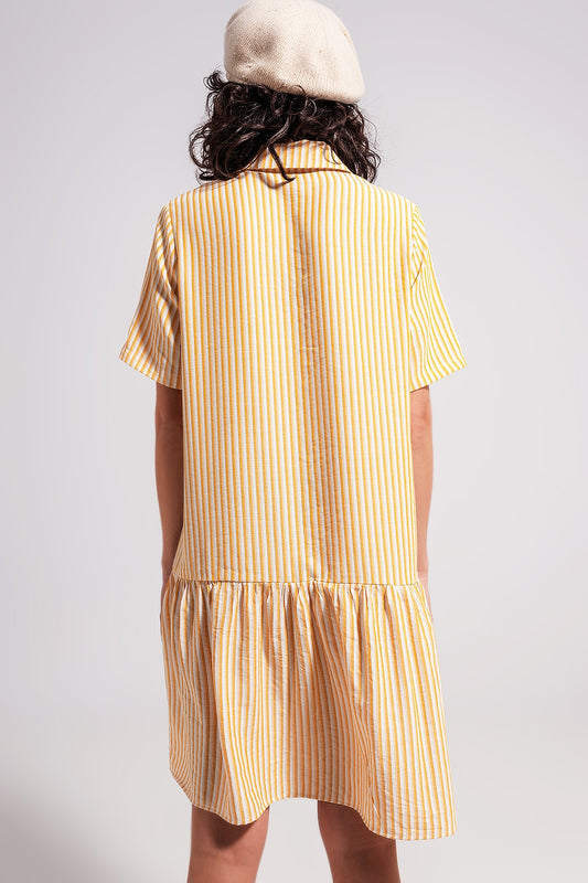 Stripe print mini dress in yellow Szua Store