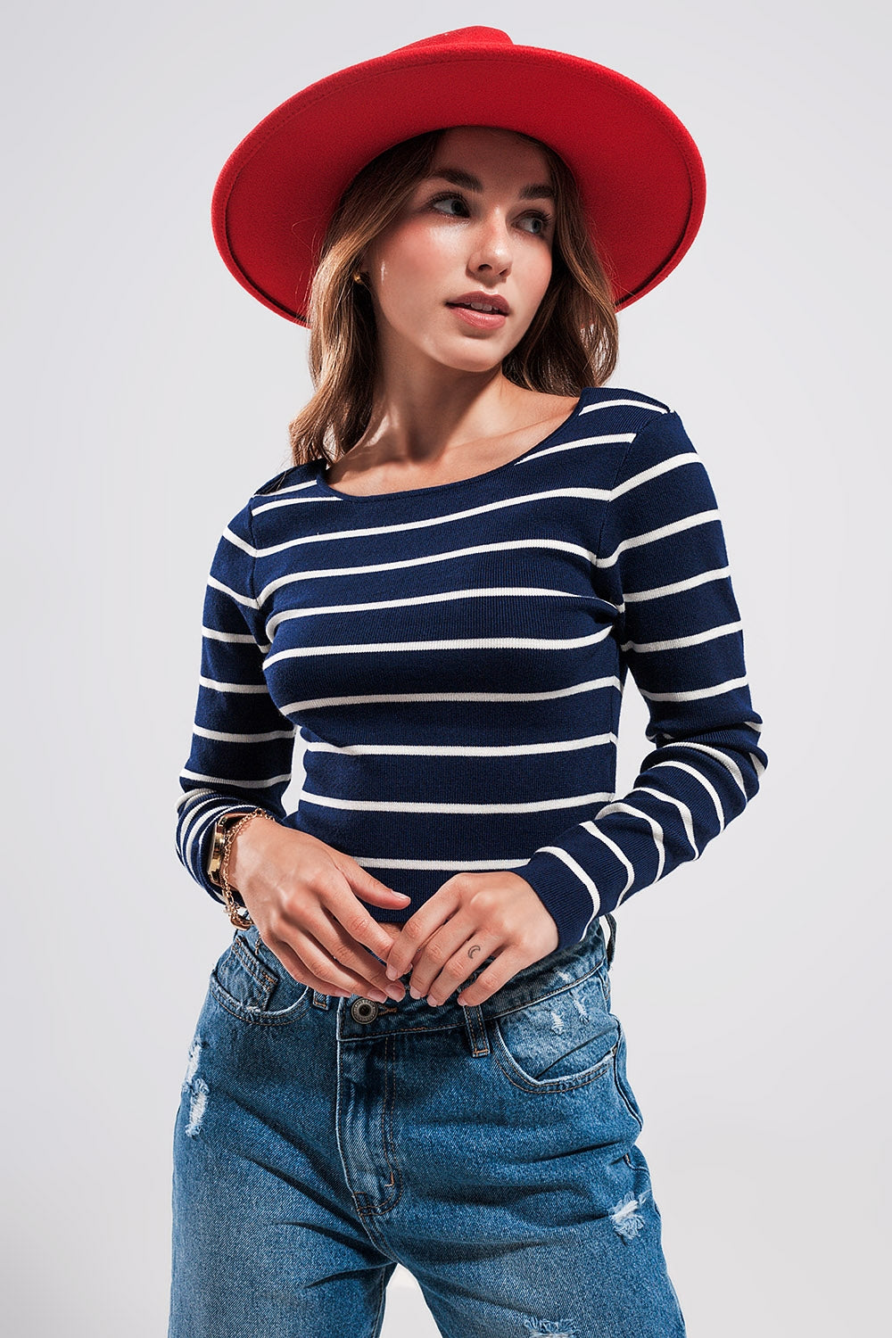 Stripe sweater in navy Szua Store