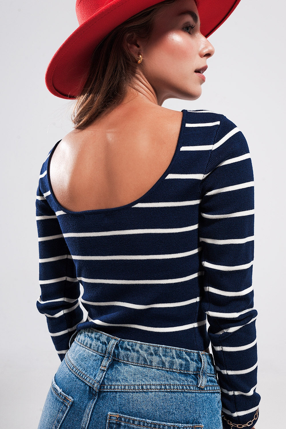 Stripe sweater in navy Szua Store