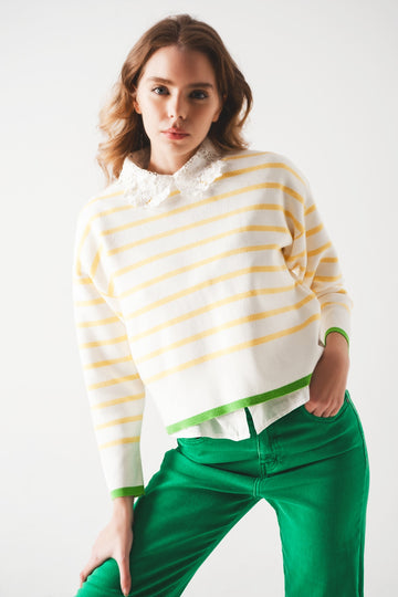 Stripe sweater in yellow & white Szua Store