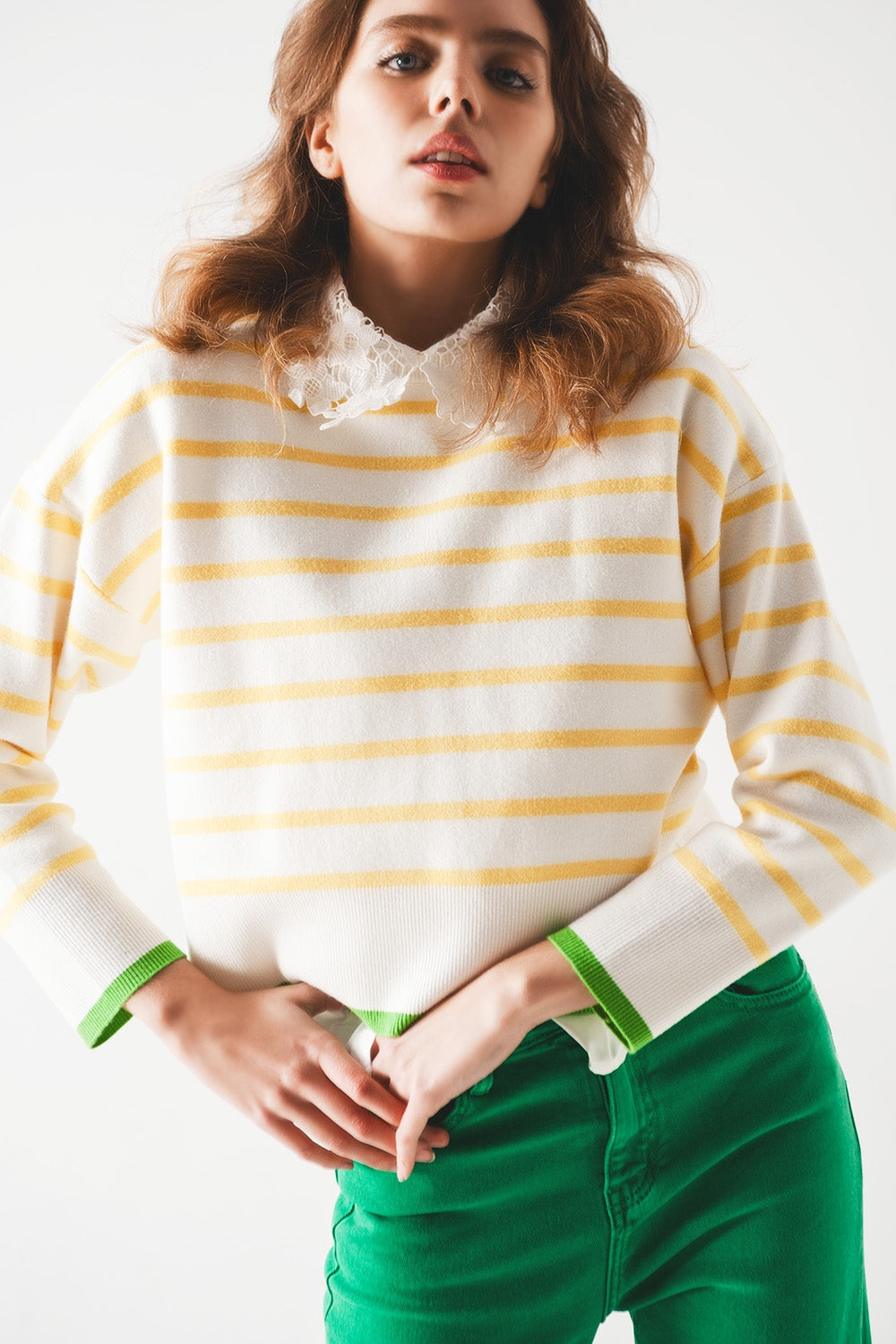 Stripe sweater in yellow & white Szua Store