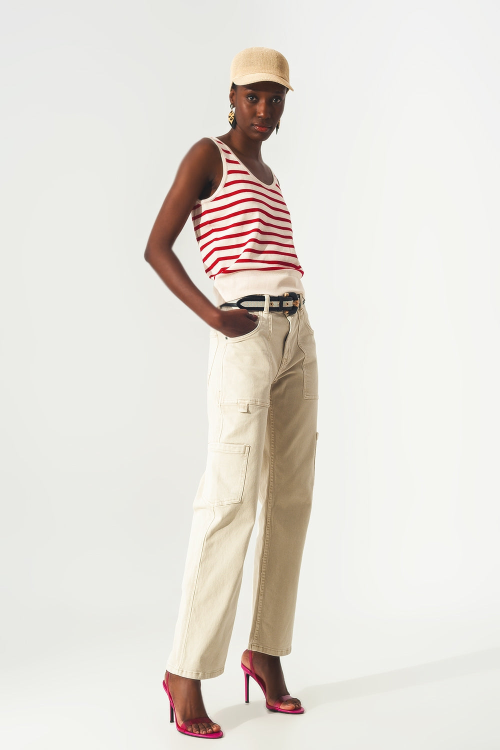 Striped cropped top in red and white - Szua Store