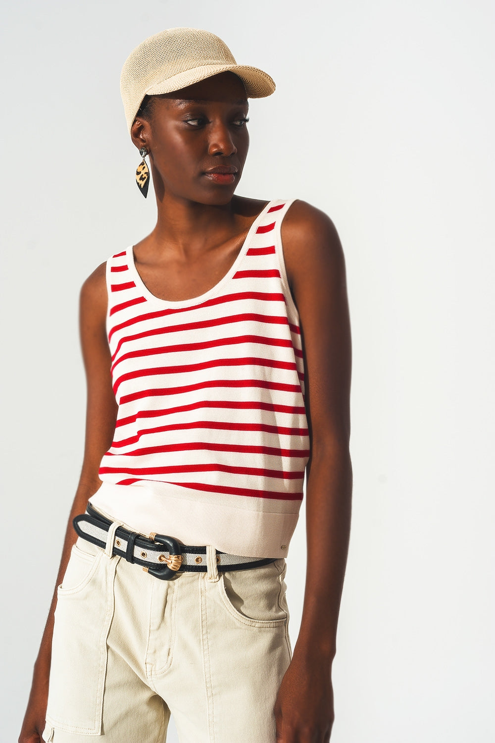 Striped cropped top in red and white - Szua Store