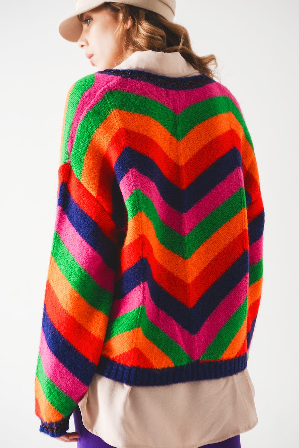 Striped knit sweater in multi - Szua Store