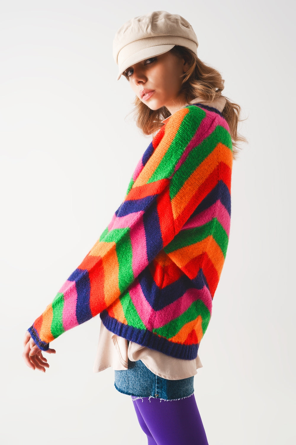 Striped knit sweater in multi - Szua Store