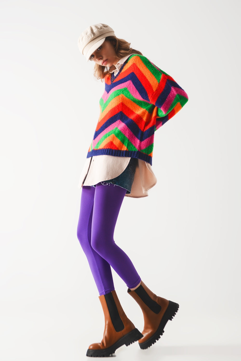 Striped knit sweater in multi - Szua Store