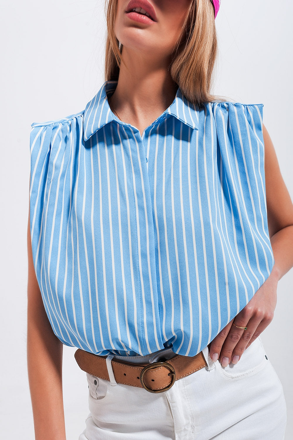 Striped sleeveless shirt in blue Szua Store