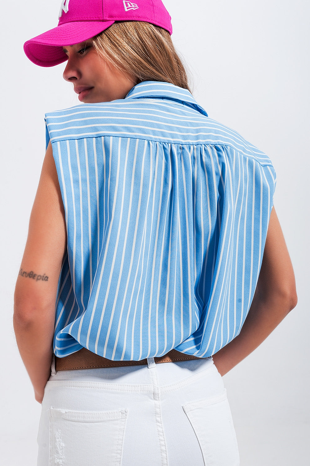 Striped sleeveless shirt in blue Szua Store