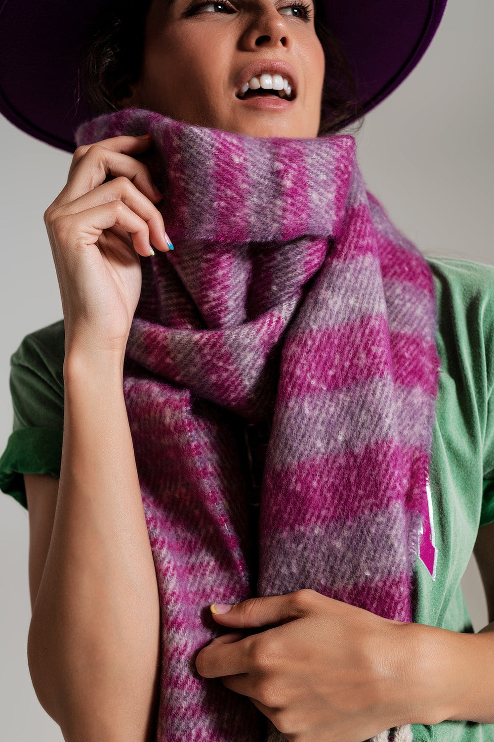 Stripy Chunky Scarf in Lilac and Purple - Szua Store