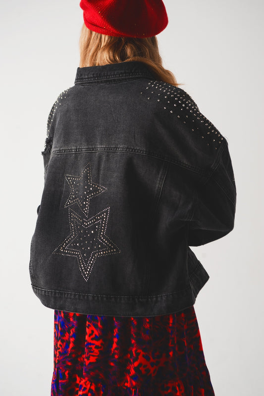 Studded denim jacket in black Szua Store