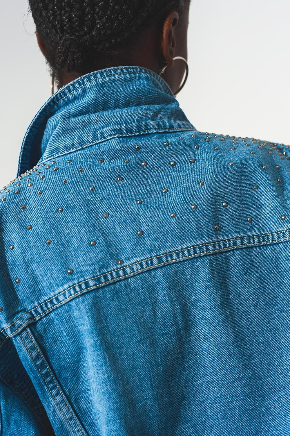 Studded denim jacket in blue - Szua Store