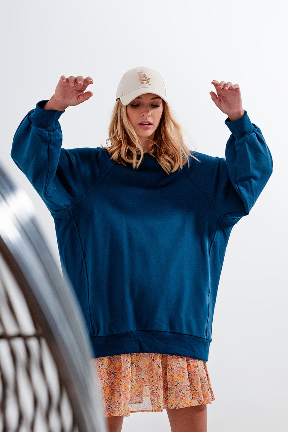 Super oversized sweatshirt with seam detail in blue Szua Store