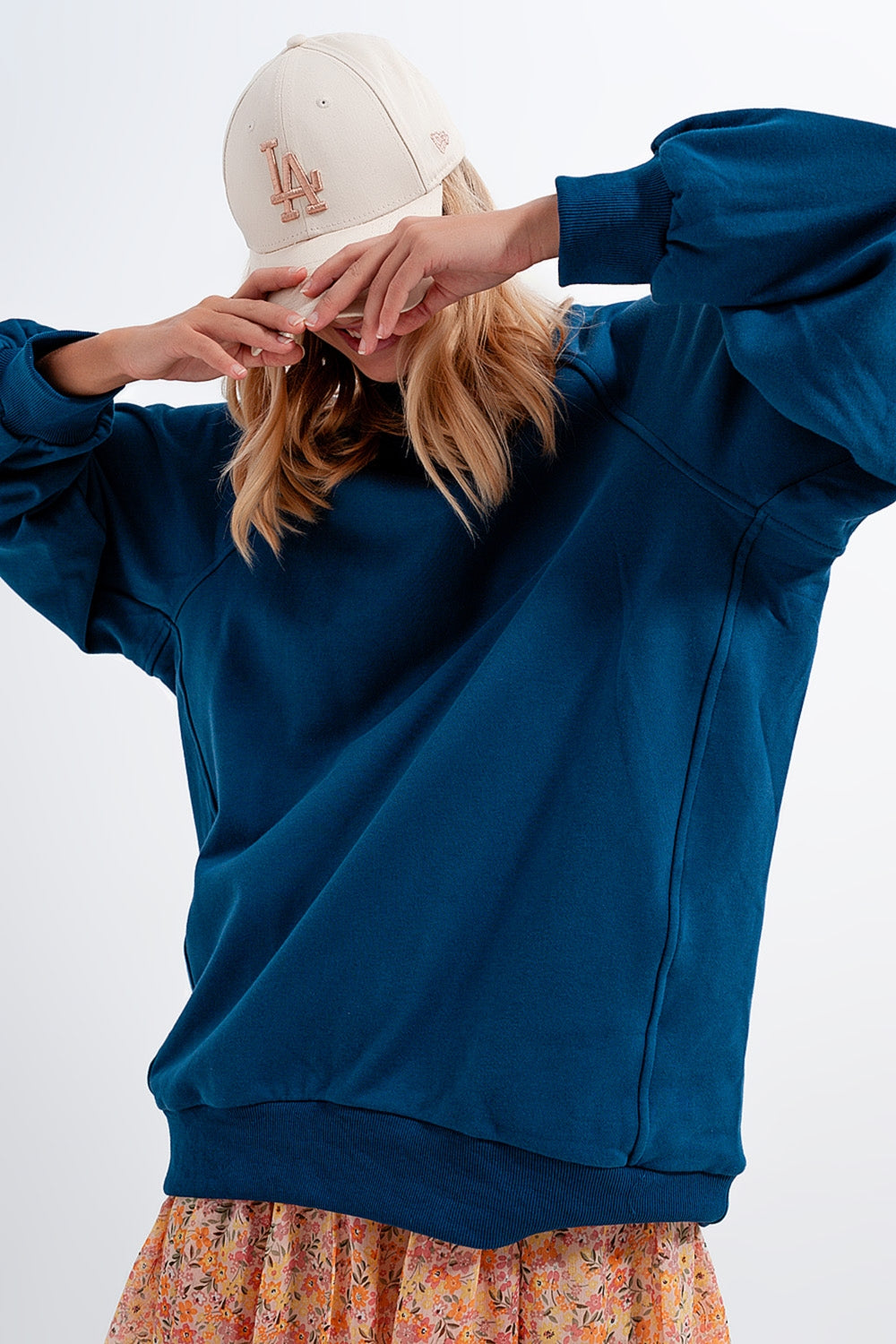 Super oversized sweatshirt with seam detail in blue Szua Store