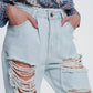 super ripped boyfriend jeans in light blue Szua Store