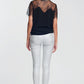 Super skinny high waisted Pants with silver sparkle in white Szua Store