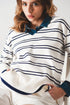 Sweater in white with navy stripe Szua Store