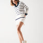 Sweater in white with navy stripe Szua Store