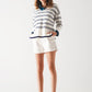 Sweater in white with navy stripe Szua Store