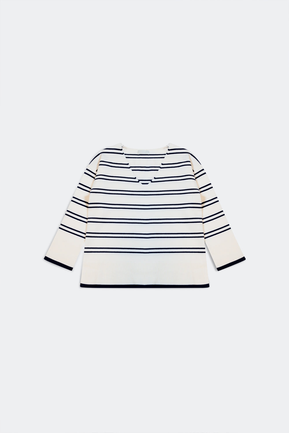 Sweater in white with navy stripe Szua Store