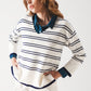 Sweater in white with navy stripe Szua Store