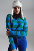 Q2 Sweater with blue and green stripes